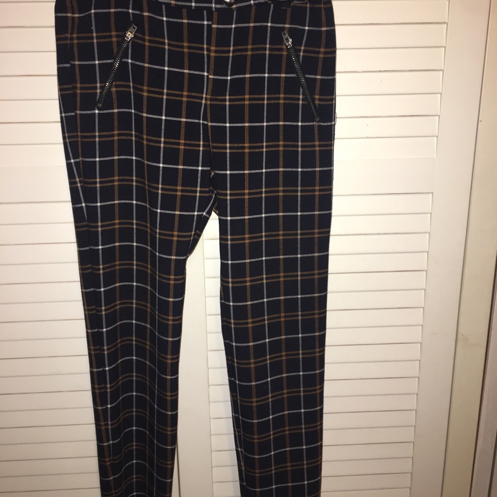 Zara Girls Classic Plaid Crop Slacks sz11-12, blk